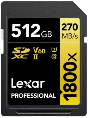 Lexar Professional 1800x SDXC U3 (V60) UHS-II R270/W180 512GB